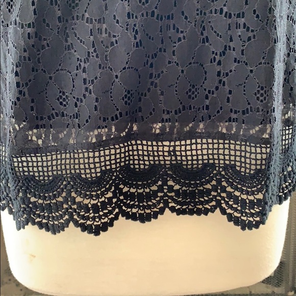 NWT Black eyelet lace, crocheted lace trim tank - Picture 3 of 6